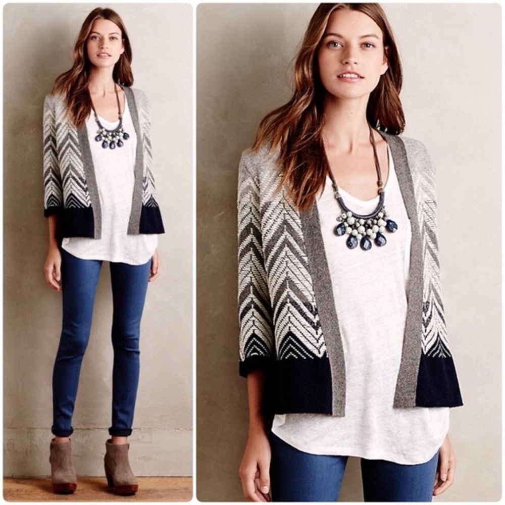 Anthropologie Chevron Stitch Cardigan Moth
